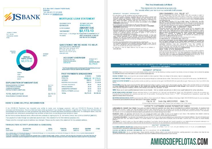Declaração de empréstimo hipotecário JS do Paquistão em formatos Word e PDF, 4 1 2 amostra
